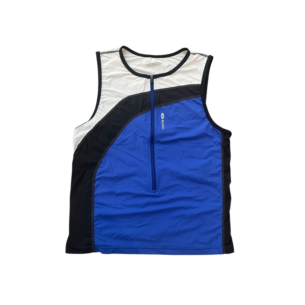 SUGOI Women's Activewear Tank Top Blue Black White Large L Half Zip